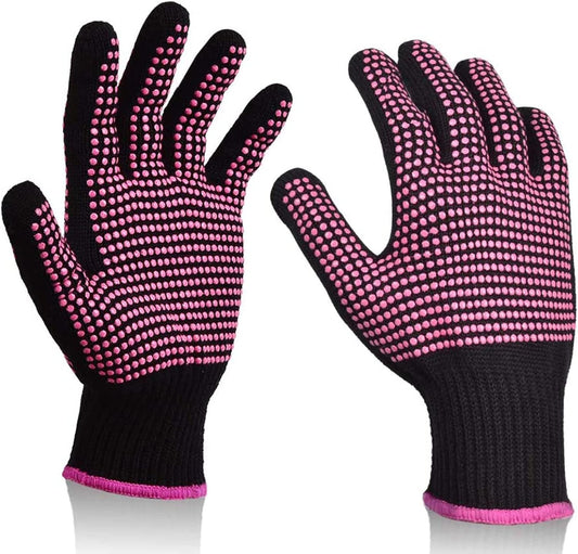 Professional Heat Resistant Glove for Hair Styling with Anti-Slip Silicone Dots