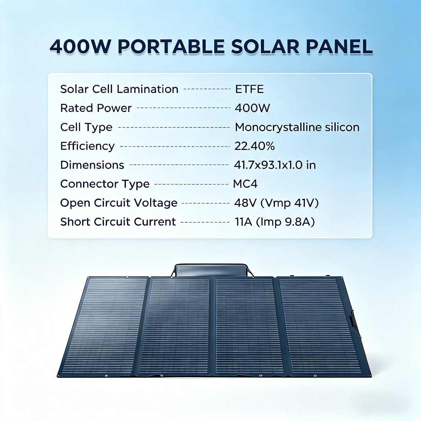 400W Portable Foldable Solar Panel with Stand - IP68 Waterproof