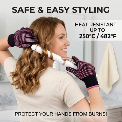 Professional Heat Resistant Glove for Hair Styling with Anti-Slip Silicone Dots