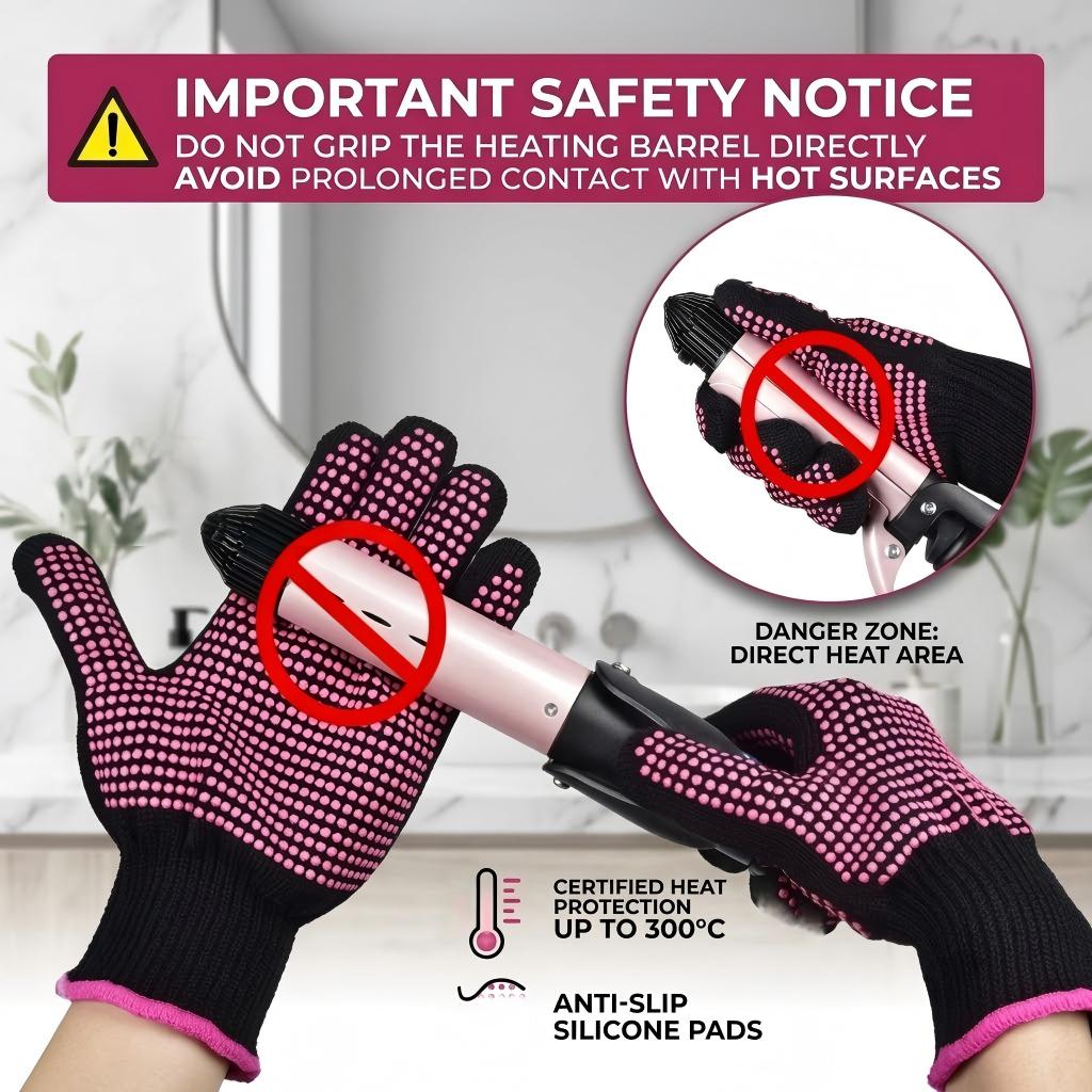 Professional Heat Resistant Glove for Hair Styling with Anti-Slip Silicone Dots