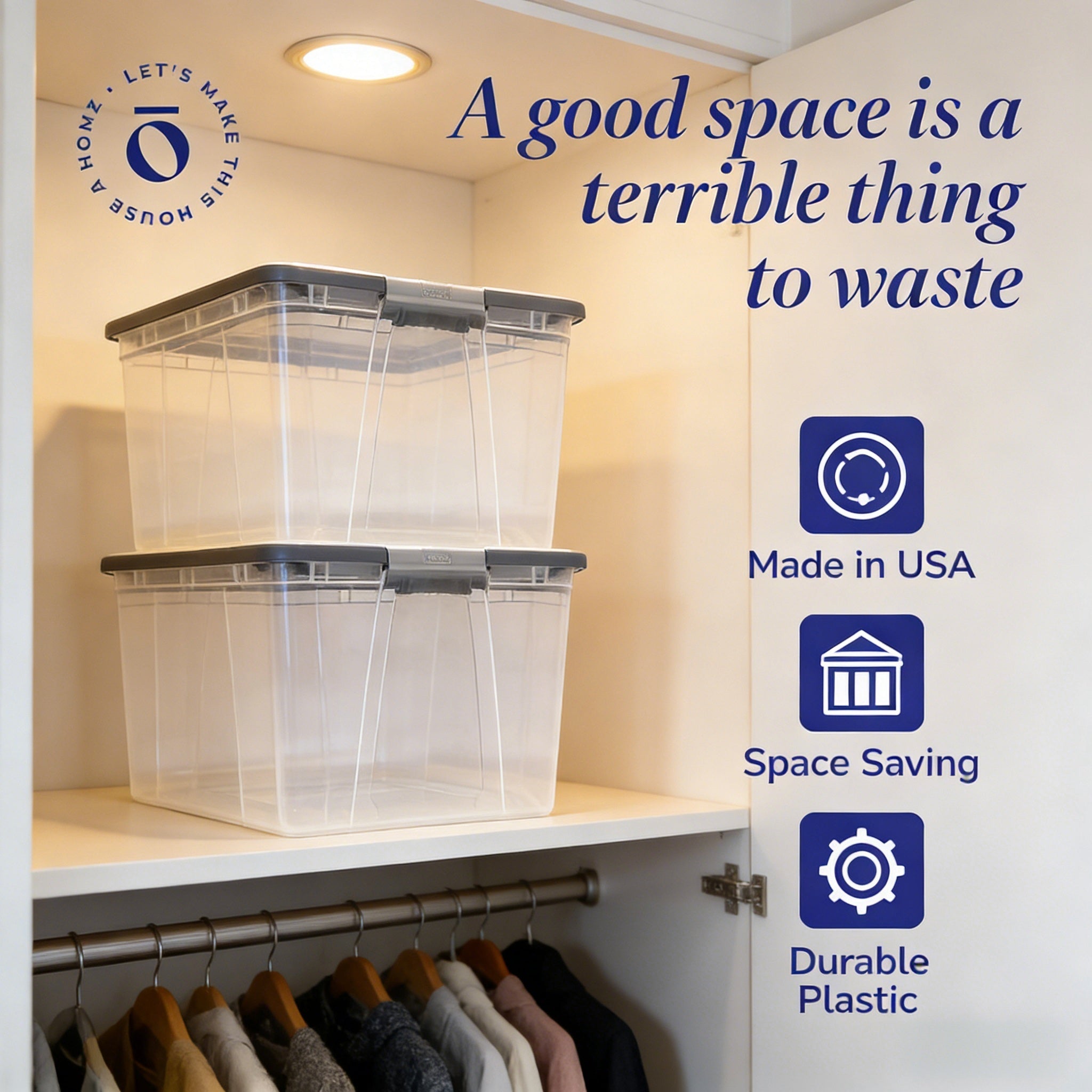 64 Quart Clear Plastic Storage Bin with Secure Lid