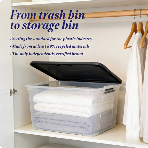 64 Quart Clear Plastic Storage Bin with Secure Lid