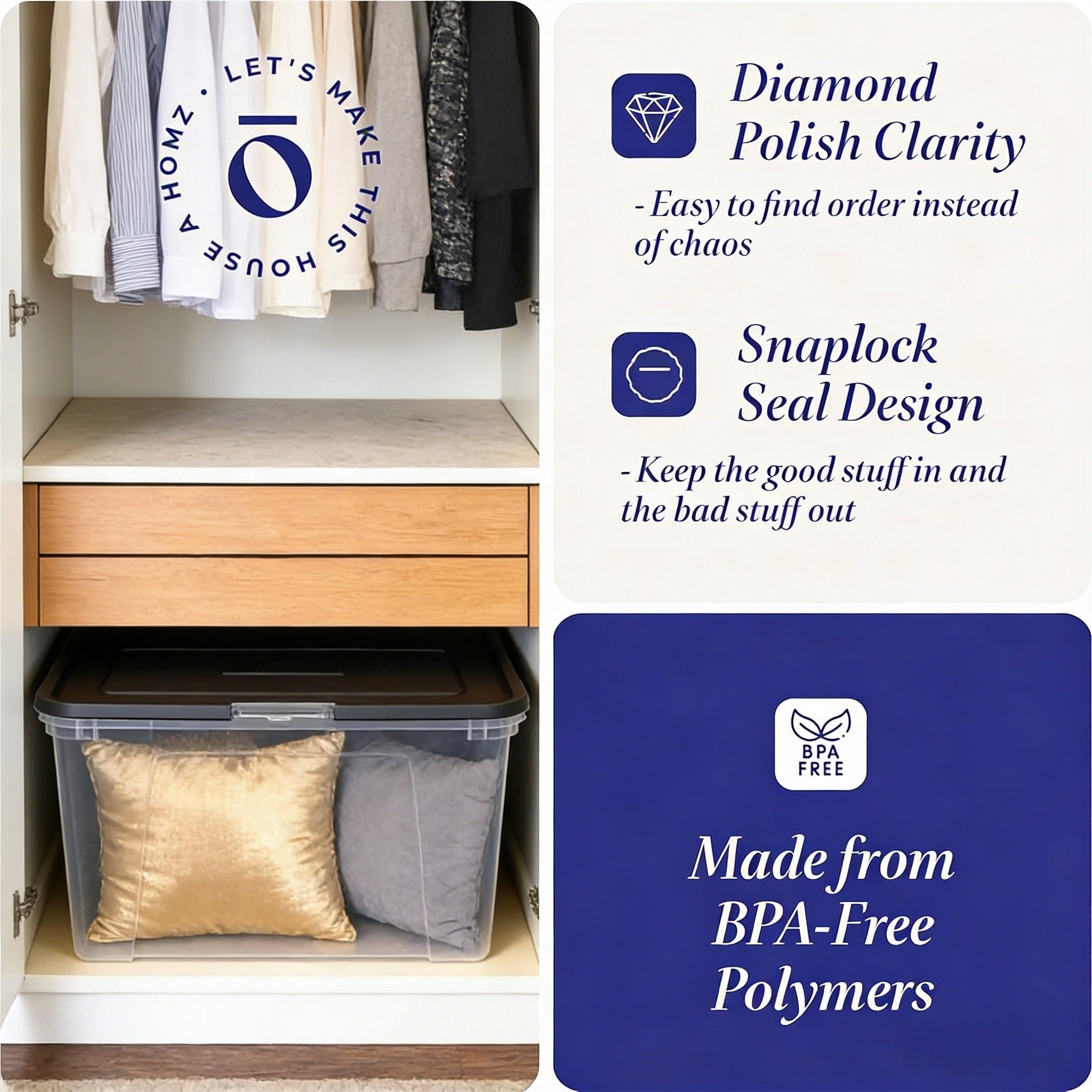 64 Quart Clear Plastic Storage Bin with Secure Lid