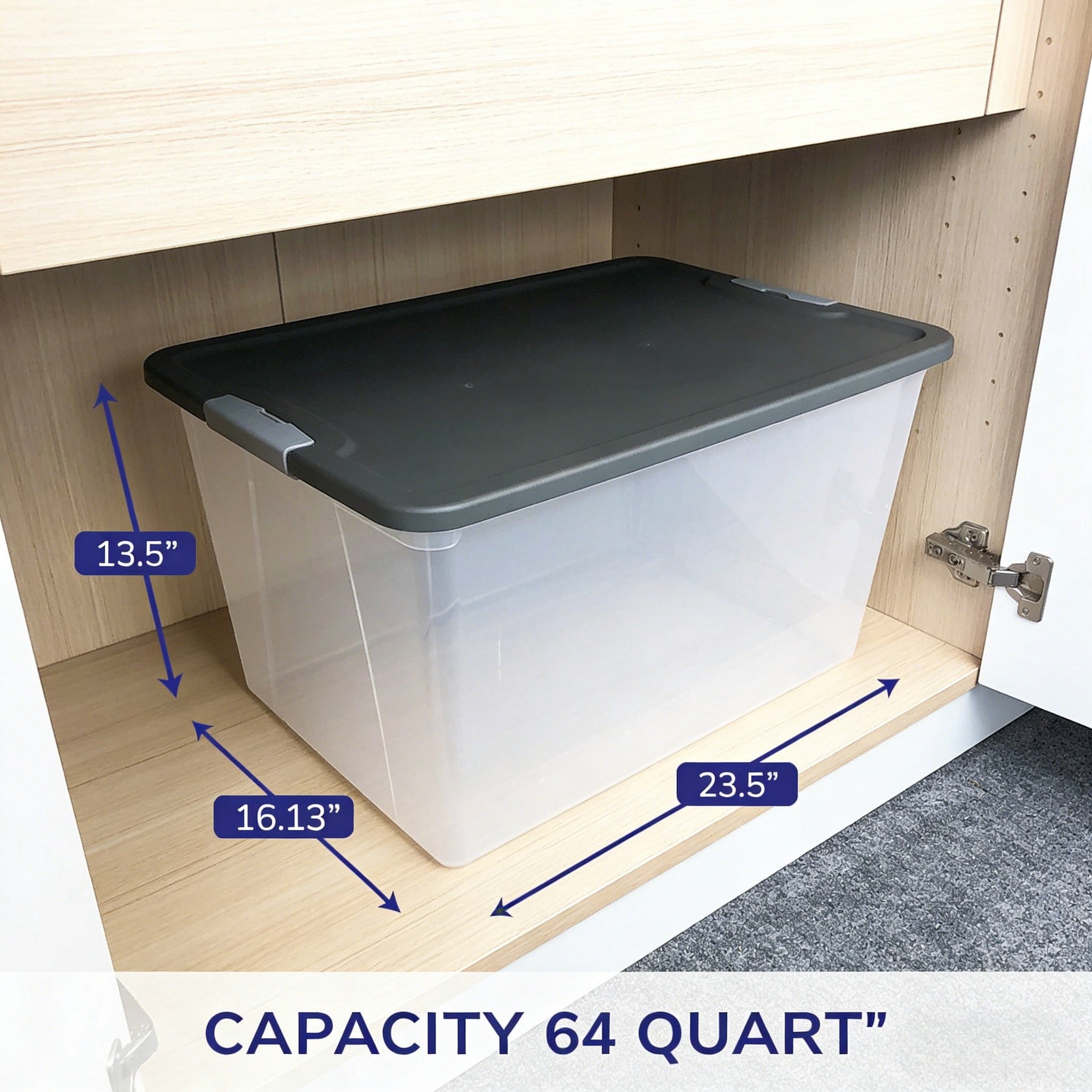 64 Quart Clear Plastic Storage Bin with Secure Lid