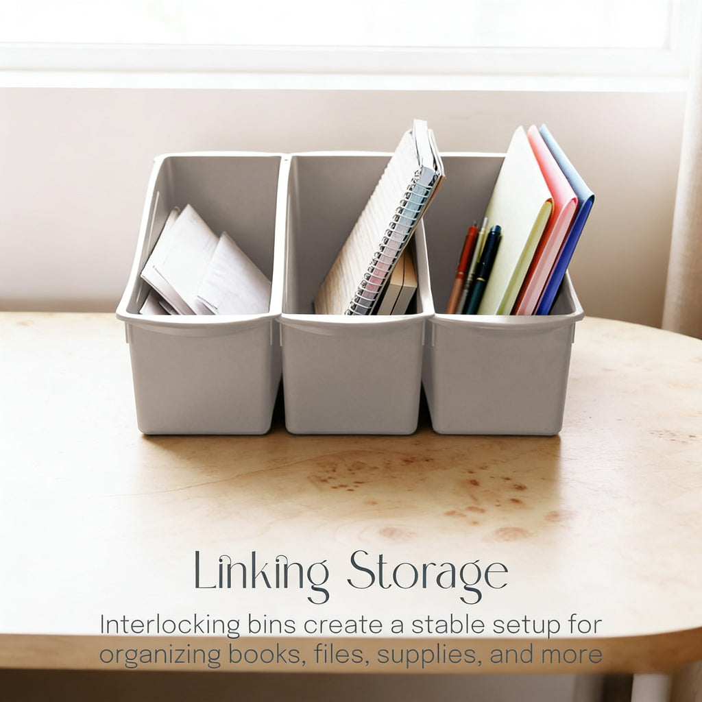 Interlocking Plastic Storage Bins for Desk & Closet Organization