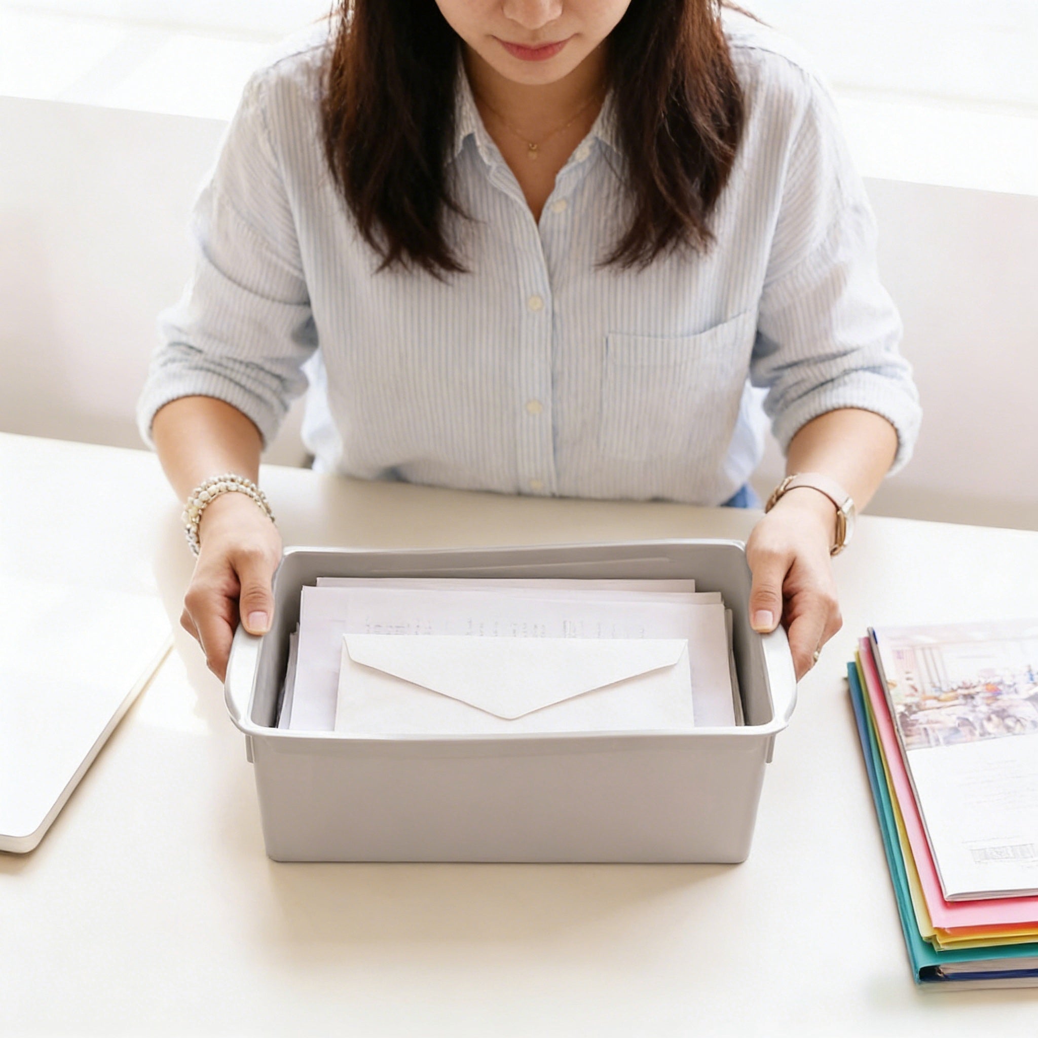 Interlocking Plastic Storage Bins for Desk & Closet Organization