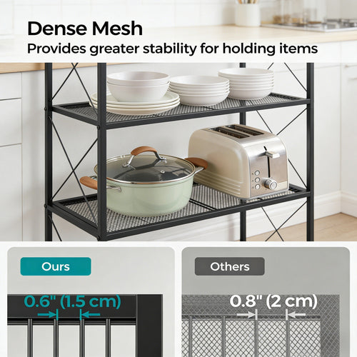 4-Tier Heavy-Duty Kitchen Storage Shelf with Mesh Design