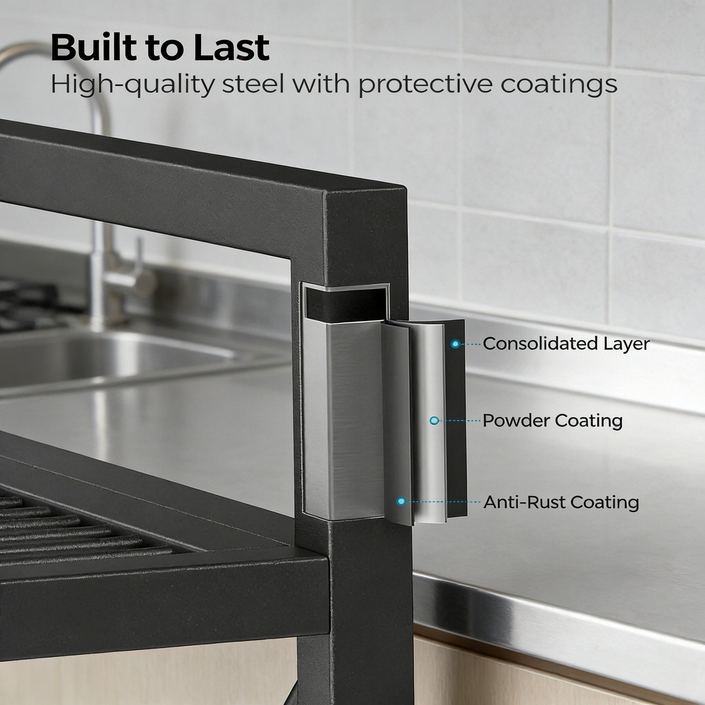 4-Tier Heavy-Duty Kitchen Storage Shelf with Mesh Design