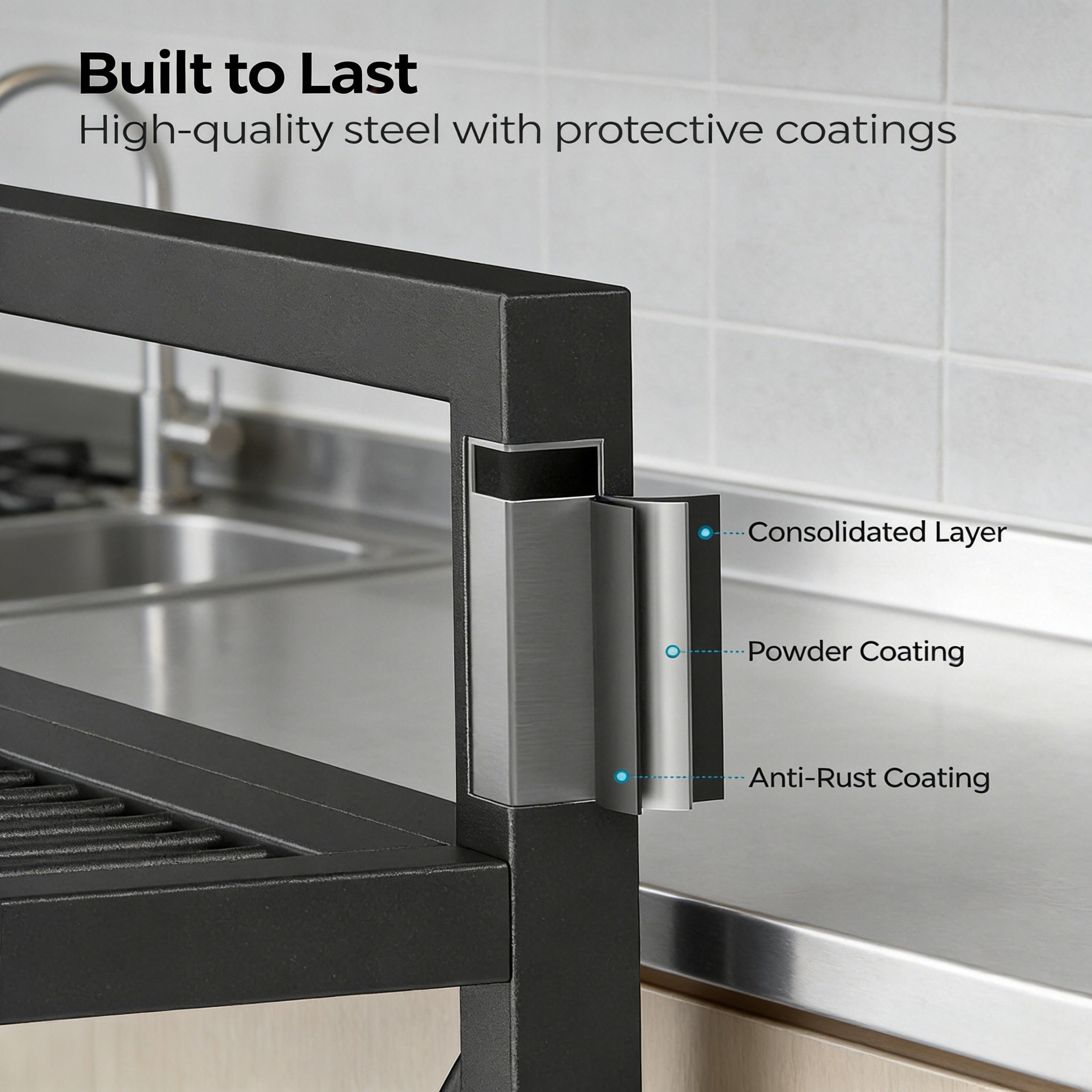 4-Tier Heavy-Duty Kitchen Storage Shelf with Mesh Design