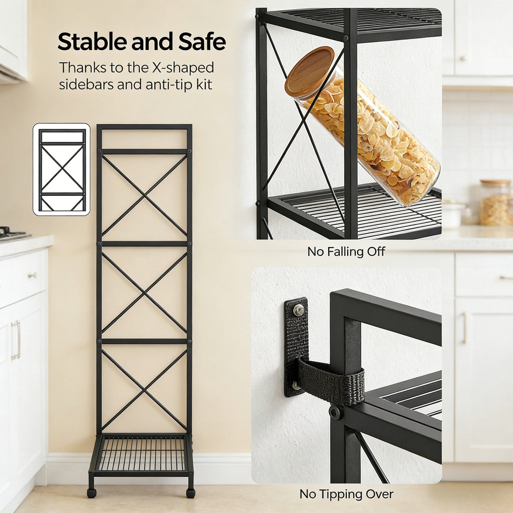 4-Tier Heavy-Duty Kitchen Storage Shelf with Mesh Design