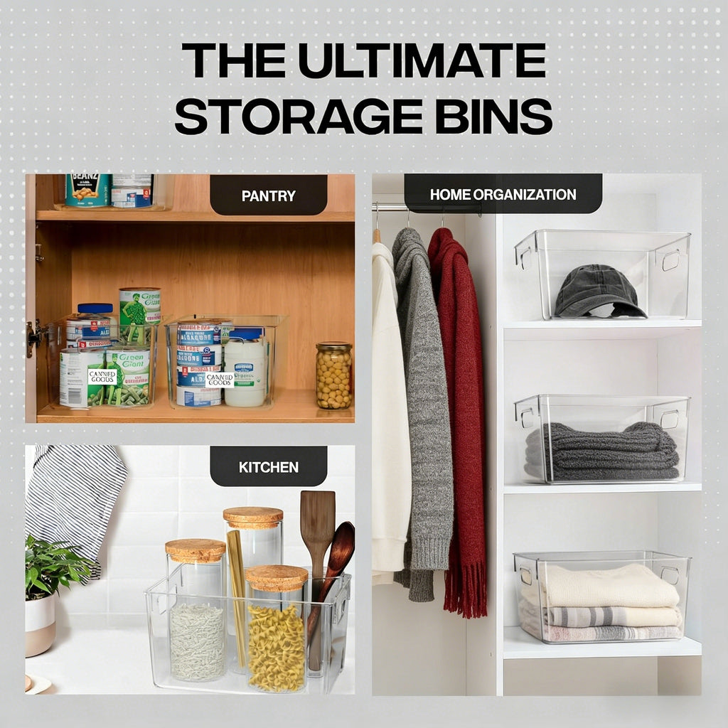 Clear Plastic Storage Bins with Handles for Multi-Room Organization