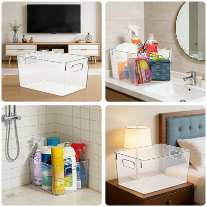 Clear Plastic Storage Bins with Handles for Multi-Room Organization