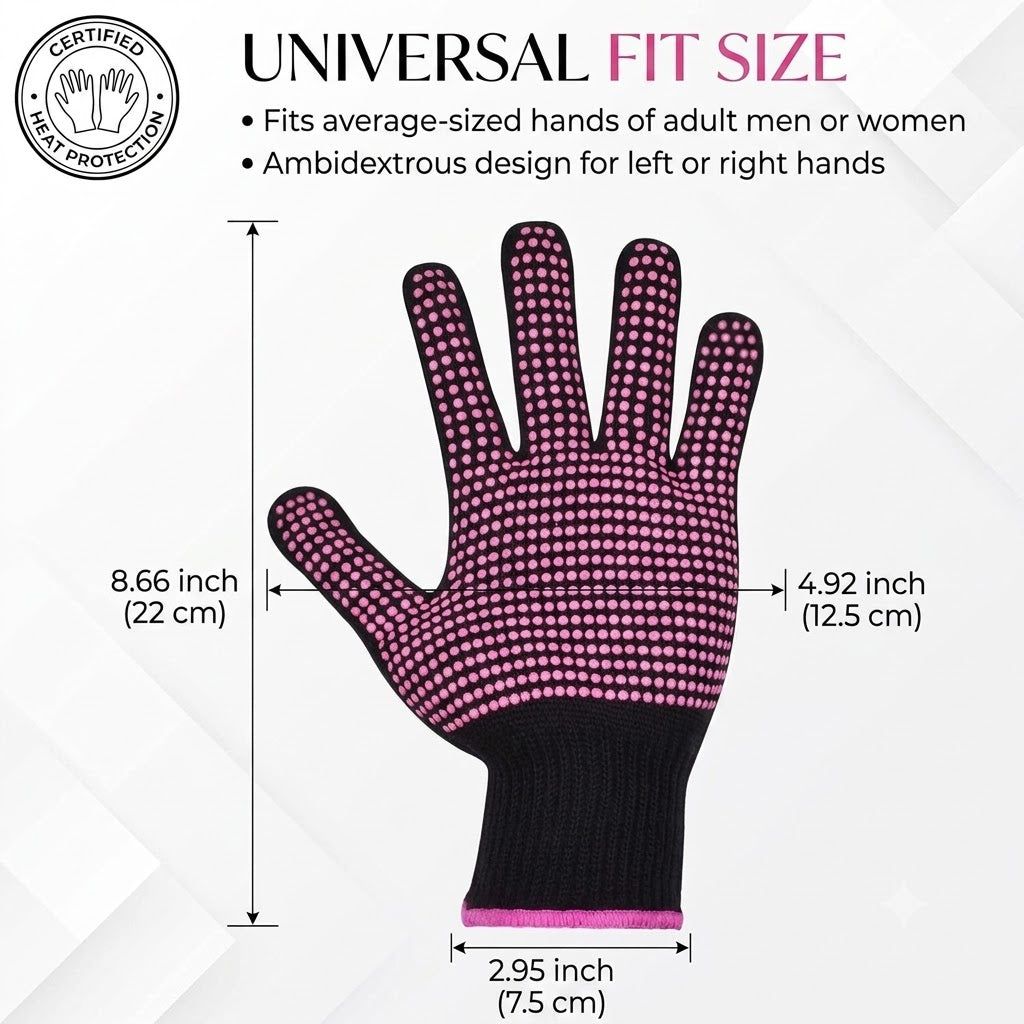 Professional Heat Resistant Glove for Hair Styling with Anti-Slip Silicone Dots