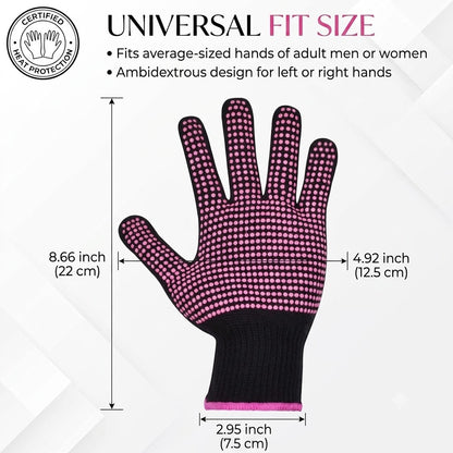 Professional Heat Resistant Glove for Hair Styling with Anti-Slip Silicone Dots
