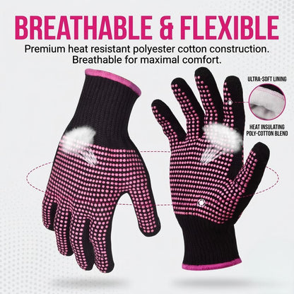 Professional Heat Resistant Glove for Hair Styling with Anti-Slip Silicone Dots