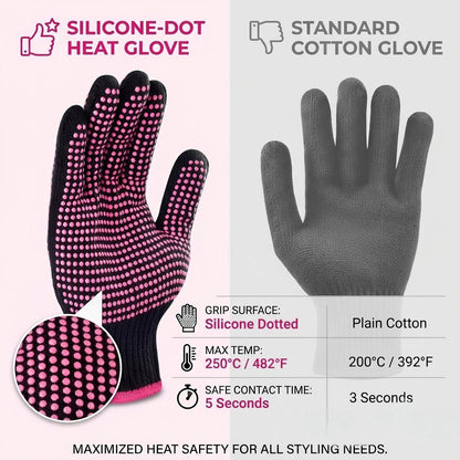 Professional Heat Resistant Glove for Hair Styling with Anti-Slip Silicone Dots